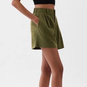 GAP High Waist Green Linen Women's Shorts NWT